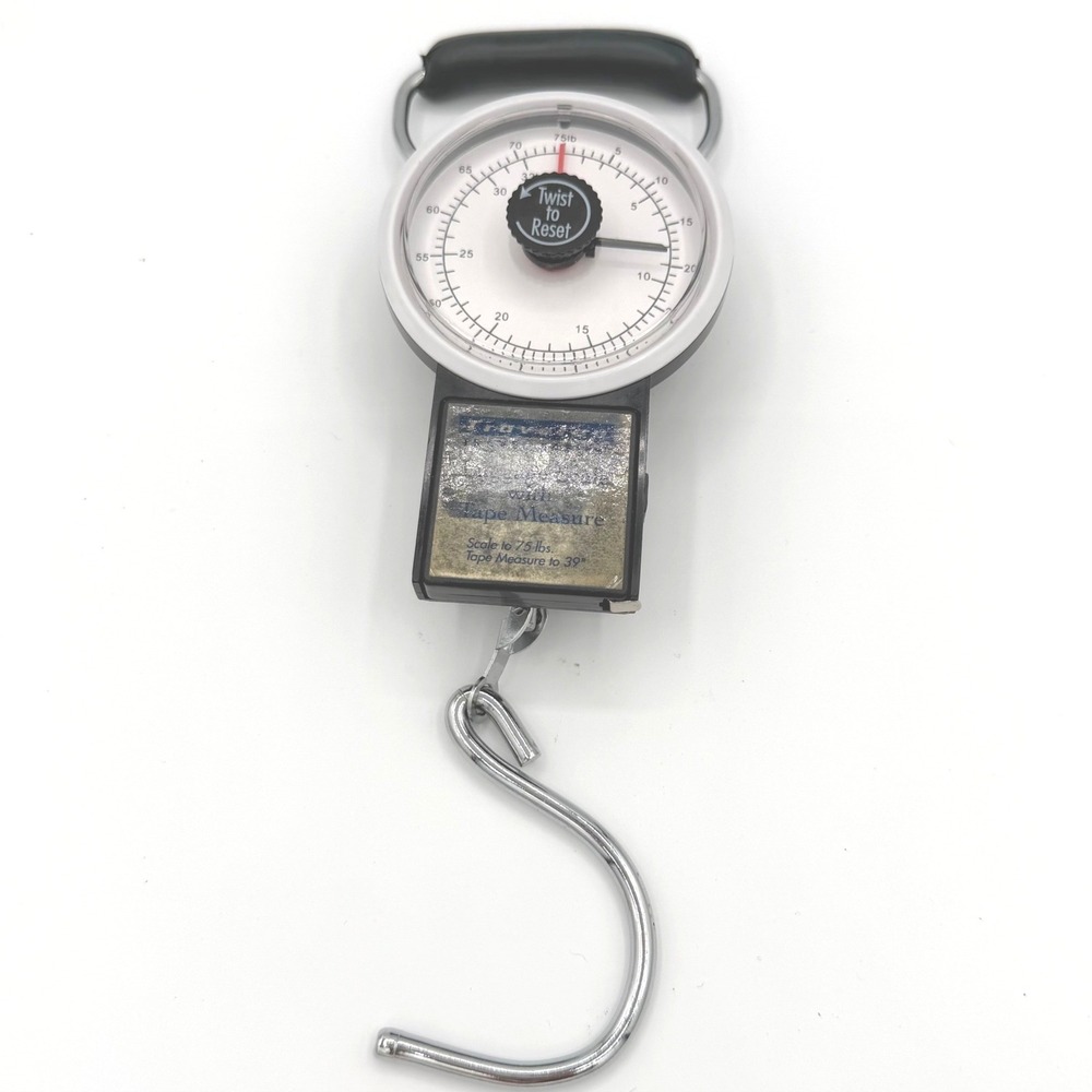 Vintage Travelon Luggage Scale 75lb 32kg 39in Tape Measure Tested Working Hook
